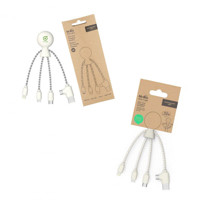 CÂBLE DE CHARGE PUBLICITAIRE BIODÉGRADABLE MULTI CONNECTEURS XOOPAR® 'MR BIO'