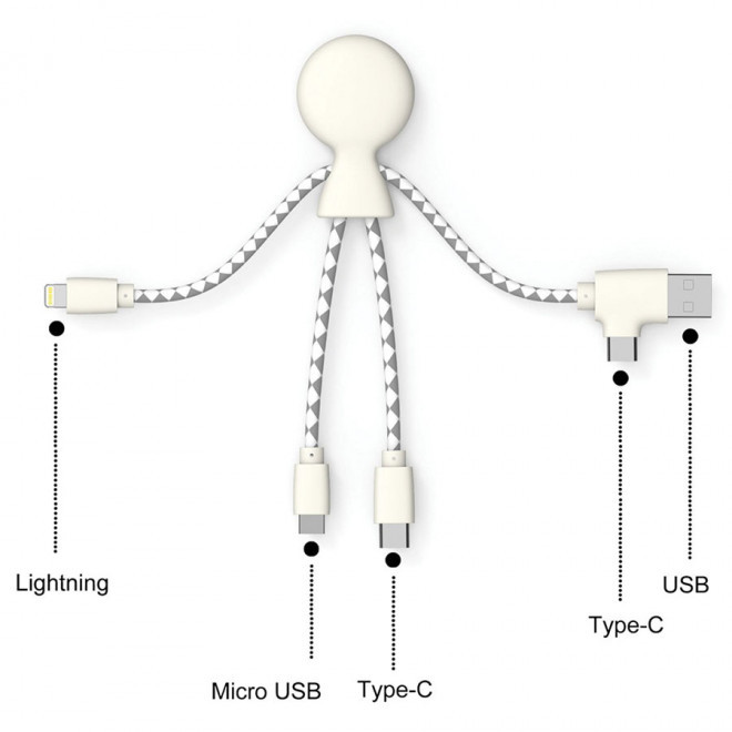 CÂBLE DE CHARGE PUBLICITAIRE BIODÉGRADABLE MULTI CONNECTEURS XOOPAR® 'MR BIO'