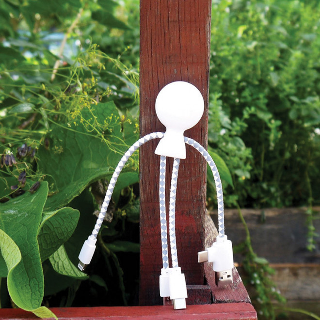 CÂBLE DE CHARGE PUBLICITAIRE BIODÉGRADABLE MULTI CONNECTEURS XOOPAR® 'MR BIO'