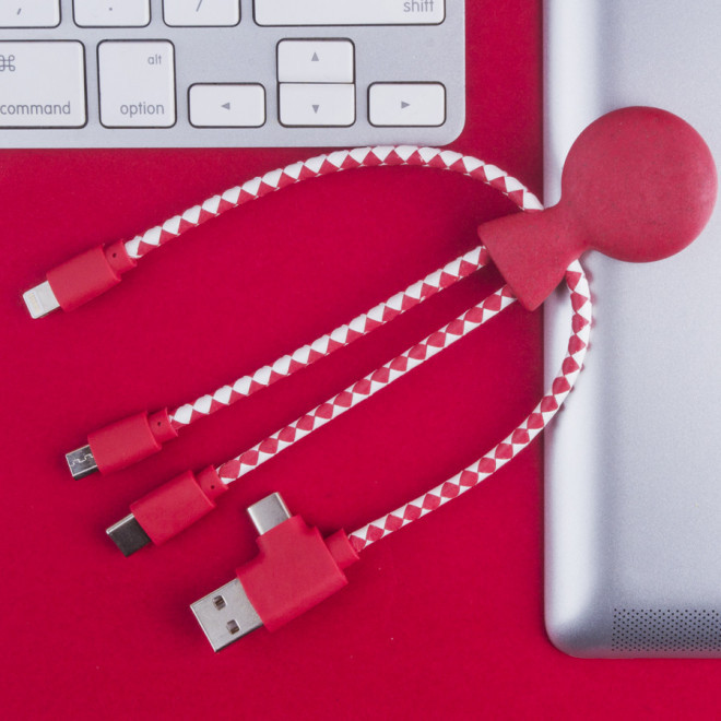 CÂBLE DE CHARGE PUBLICITAIRE BIODÉGRADABLE MULTI CONNECTEURS XOOPAR® 'MR BIO'