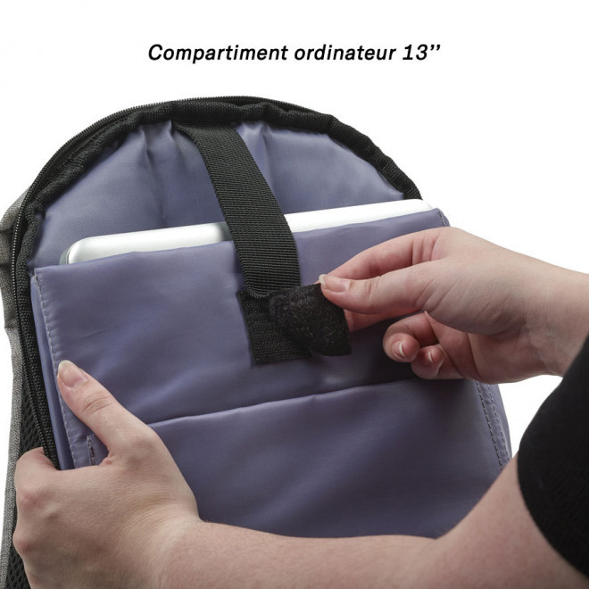 SAC À DOS ANTIVOL POUR ORDINATEUR 'YUCCA' PERSONNALISABLE