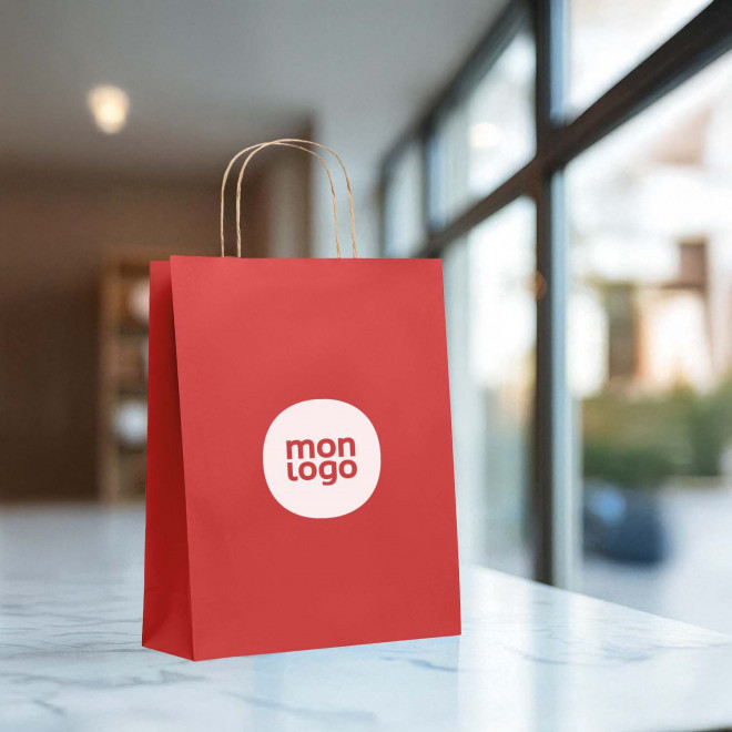 SAC PAPIER KRAFT PUBLICITAIRE ANSES TORSADEES 'HONDURO' 32X40X12 CM 90 GR/M²