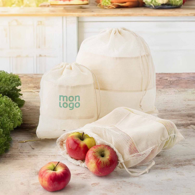 SET DE 3 POCHETTES FILET PERSONNALISEES EN COTON 'ALTASA'