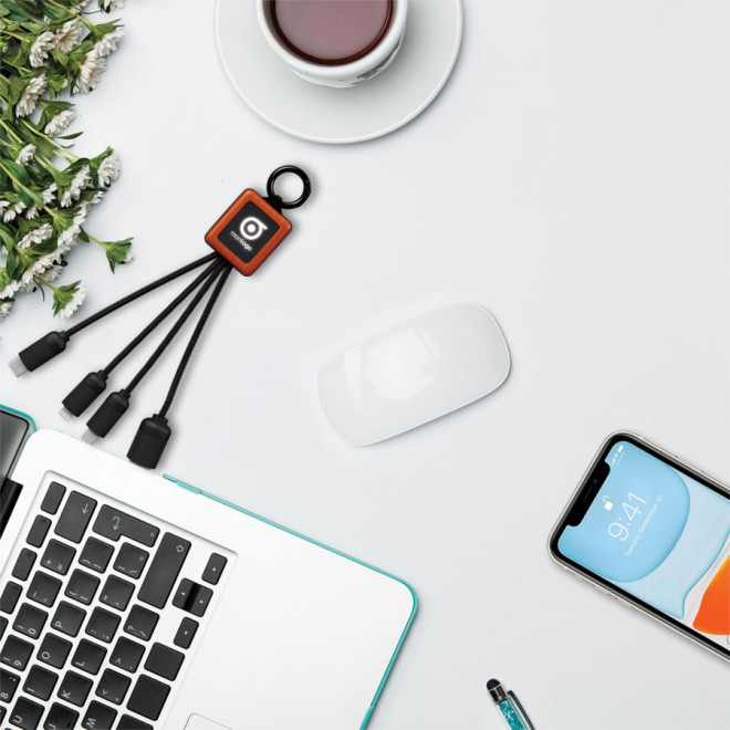 CÂBLE DE CHARGE 3 EN 1 SCX® PERSONNALISÉ AVEC LOGO LUMINEUX 'KEMES'