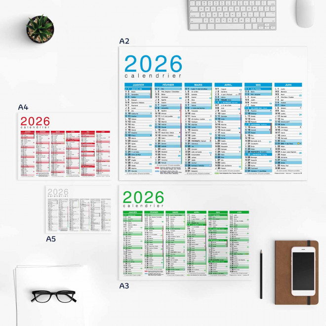 CALENDRIER SOUPLE A2 À A5 'ASTERO'