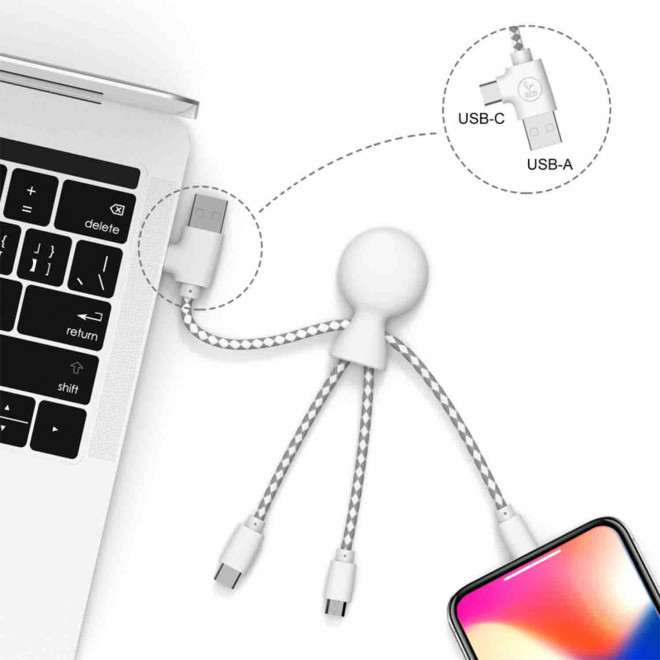 EXPRESS 72H   CÂBLE DE CHARGE BIODÉGRADABLE PUBLICITAIRE XOOPAR® 'MR BIO' 