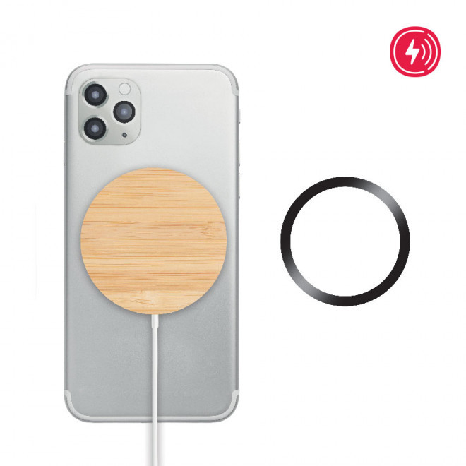 CHARGEUR À INDUCTION PUBLICITAIRE 10W EN BAMBOU 'BULSE'