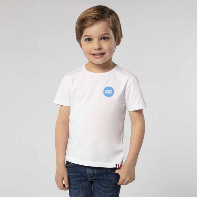TEE SHIRT PERSONNALISÉ BLANC ENFANT MADE IN FRANCE BIO 'LOU'