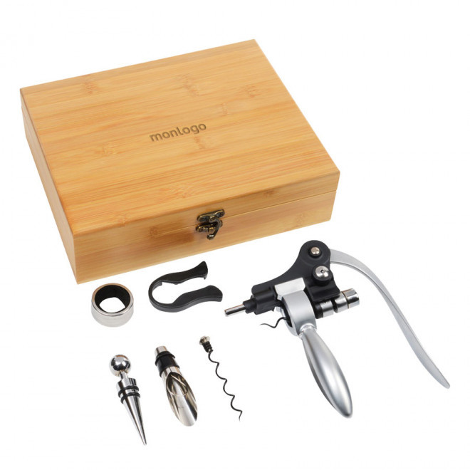 COFFRET A VIN 5 PIÈCES PERSONNALISÉ 'WINE'