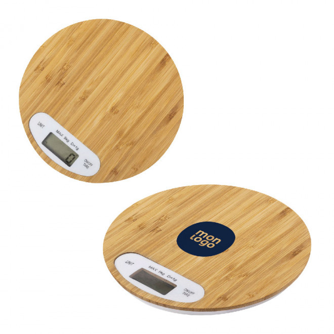 BALANCE DE CUISINE PUBLICITAIRE EN BAMBOU 'ELKI'