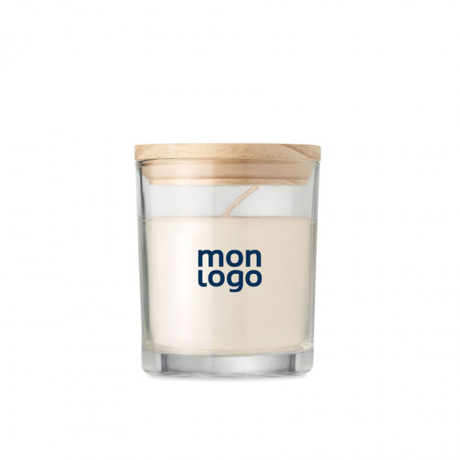 BOUGIE PERSONNALISÉE PARFUMÉE COUVERCLE BAMBOU 'BANILA'