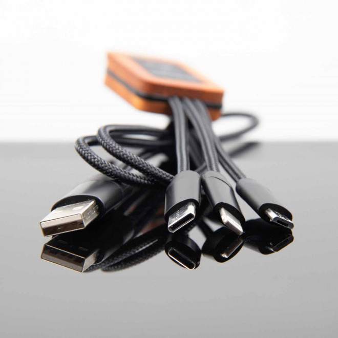 CABLE DE CHARGE 5EN1 SCX® PERSONNALISÉ LOGO LUMINEUX  'KIPA SMART'