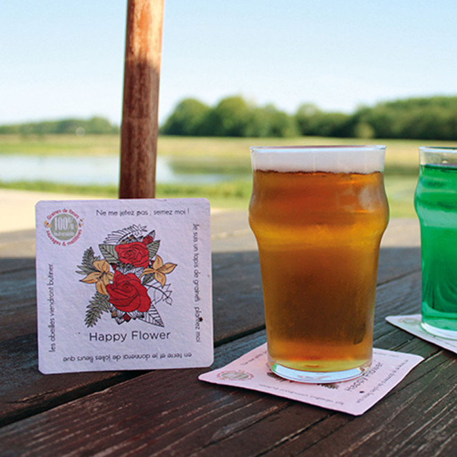 SOUS BOCK PUBLICITAIRE EN PAPIER DE GRAINES 'BIOLI'