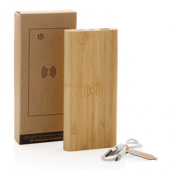 BATTERIE A PERSONNALISER EN BAMBOU A INDUCTION 5W