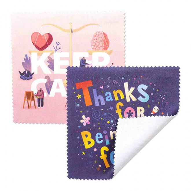 LINGETTE MICROFIBRE PUBLICITAIRE 'EPOUSTIF'   QUADRICHROMIE 250GR/M2