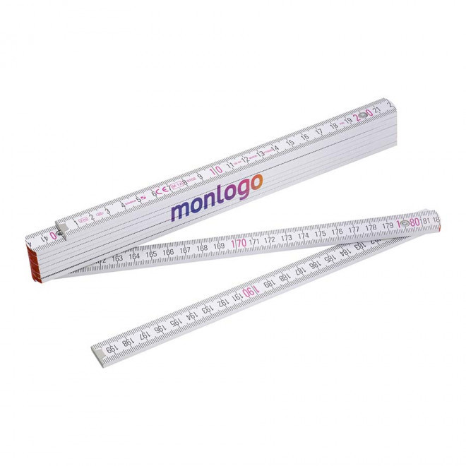 MÈTRE PLIANT PERSONNALISABLE BOIS BLANC 'MINESURA' 2M