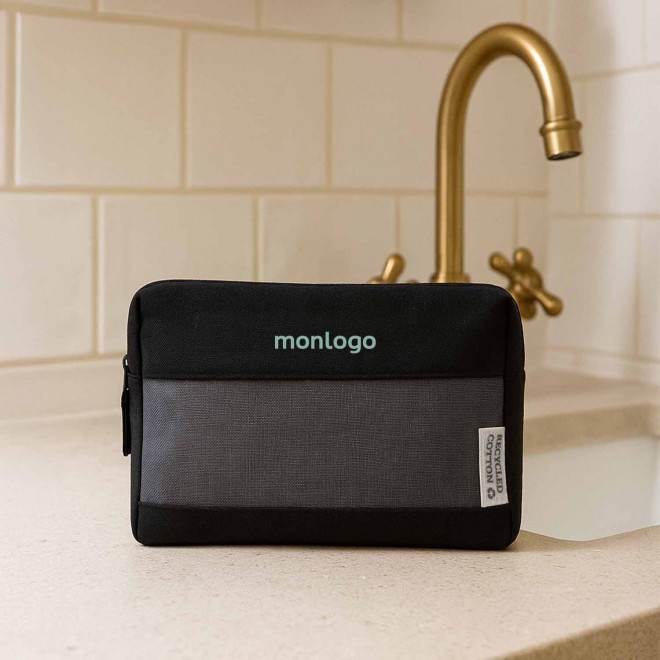 TROUSSE DE TOILETTE PERSONNALISABLE TOILE RECYCLE 'DANIA'