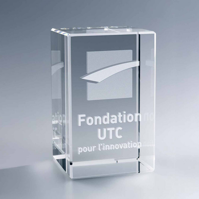 TROPHEE EN VERRE PERSONNALISE 'OWARD BLOC 8 CM'