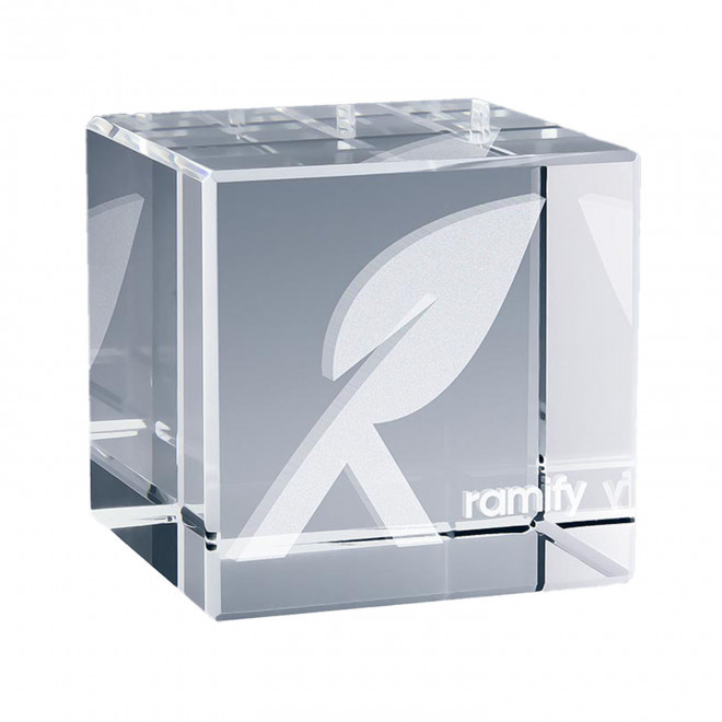 TROPHEE EN VERRE PERSONNALISE 'OWARD CUBE 4 CM'