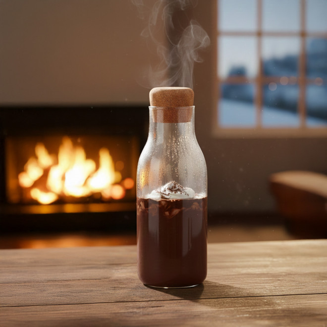 CARAFE PERSONNALISABLE EN VERRE AVEC BOUCHON LIEGE 'JUCY'