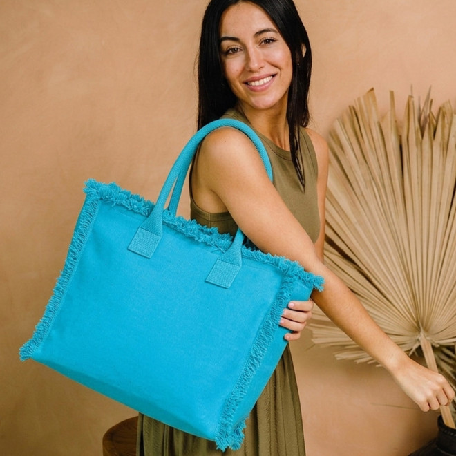 CABAS EN COTON AVEC FRANGE PERSONNALISABLE 'JIPANE FLASH'