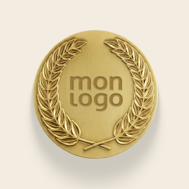 MEDAILLE COURONNE EN ZAMAC PERSONNALISEE 'LAURIER'