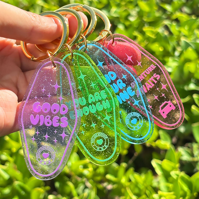 PORTE CLE MOTEL PERSONALISE 'SYDNEY PAILLETTE'