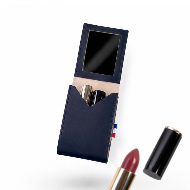 ETUI AVEC MIROIR CUIR RECYCLE PERSONNALISABLE 'FABY'