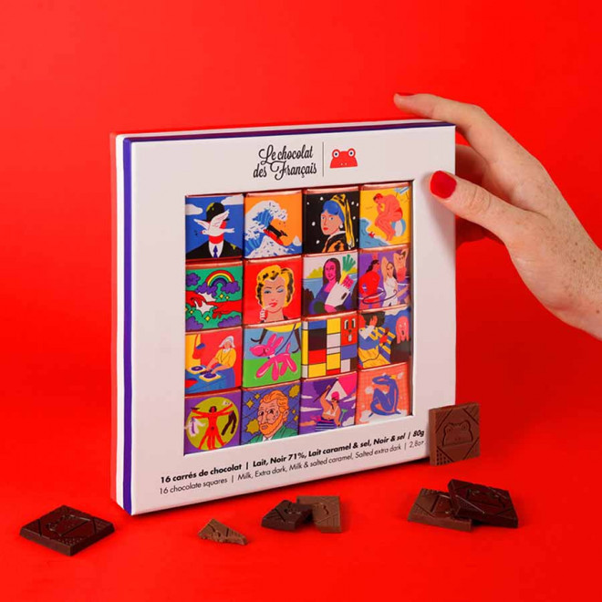 COFFRET PERSONNALISÉ  DE 16 CARRÉS DE 80 G 'CARTI'