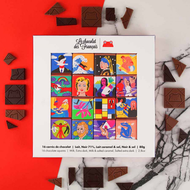 COFFRET PERSONNALISÉ  DE 16 CARRÉS DE 80 G 'CARTI'