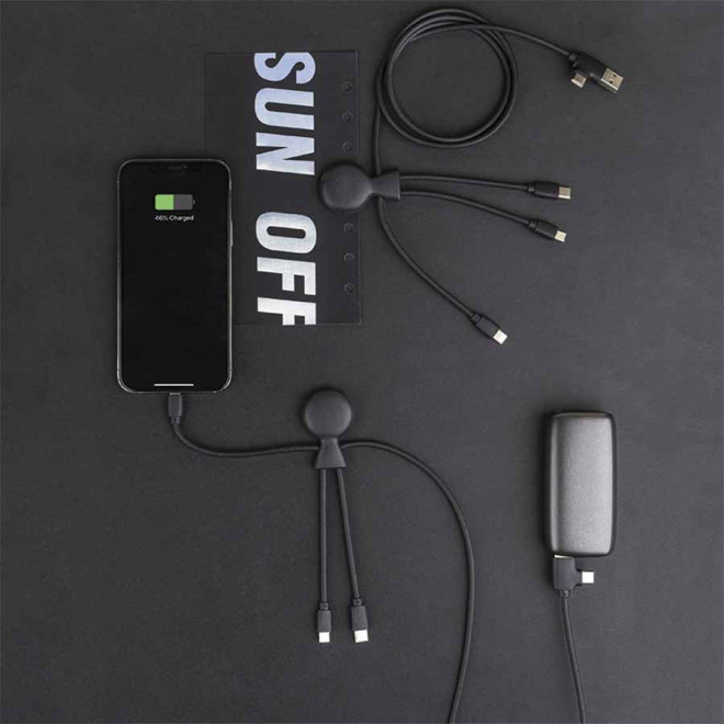 CÂBLE DE CHARGE PUBLICITAIRE BIODÉGRADABLE MULTI CONNECTEURS XOOPAR® 'MR BIO LONG'