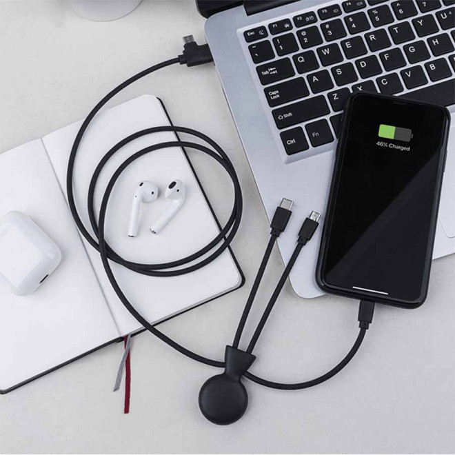 CÂBLE DE CHARGE PUBLICITAIRE BIODÉGRADABLE MULTI CONNECTEURS XOOPAR® 'MR BIO LONG'