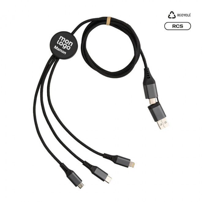 CÂBLE DE CHARGE 6 EN 1 PERSONNALISÉ 'ONTARIO LONG ECO'