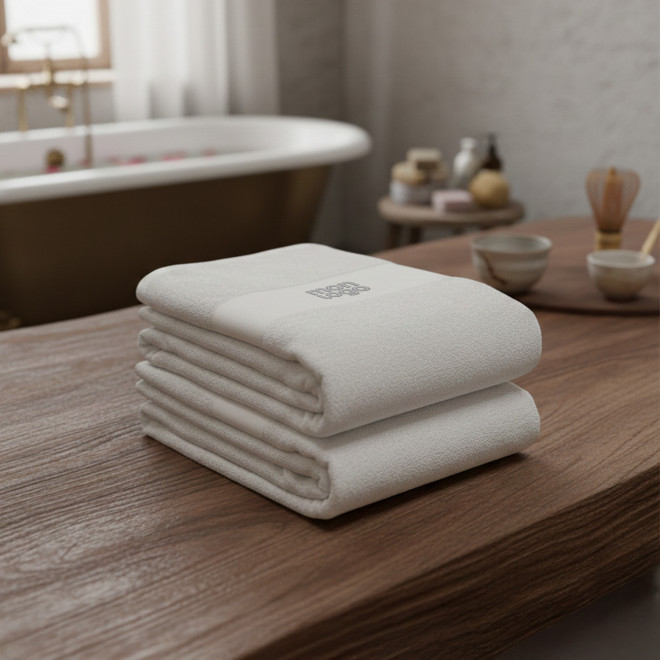 SERVIETTE EPONGE PERSONNALISEE 'LIBERON 50X100 BLANC'