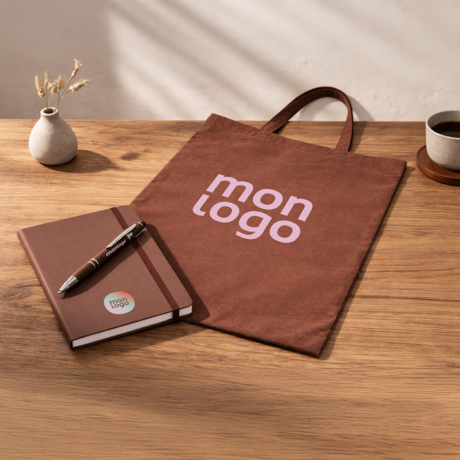 SET SAC CARNET ET STYLO PERSONNALISABLE 'BUSY'