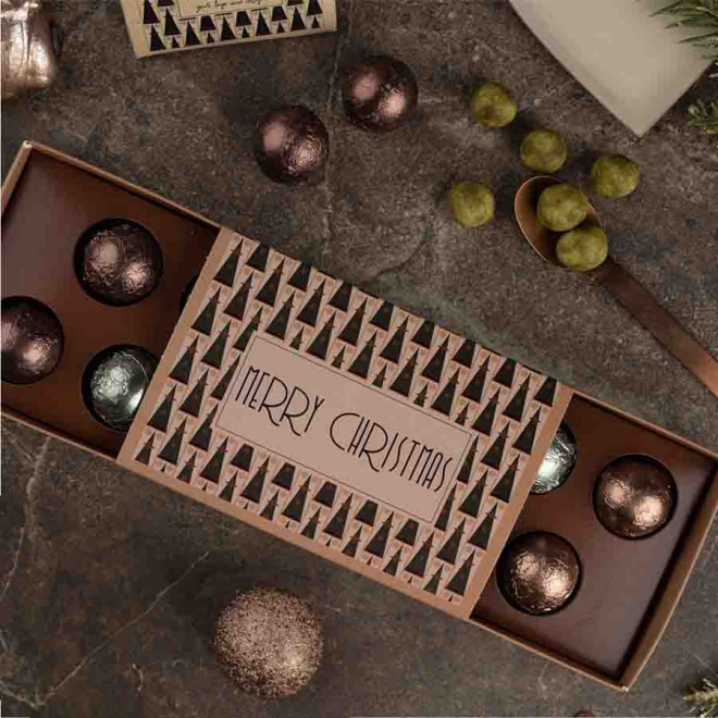 COFFRET PUBLICITAIRE 12 PRALINES AU CHOCOLAT 'CHOPRA'