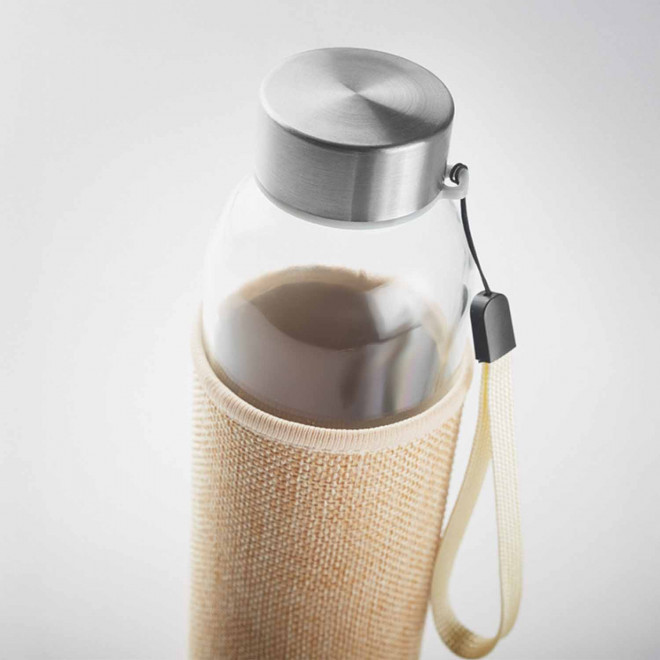 BOUTEILLE PERSONNALISABLE EN VERRE ET JUTE 'BOCA TOUCH' 4J