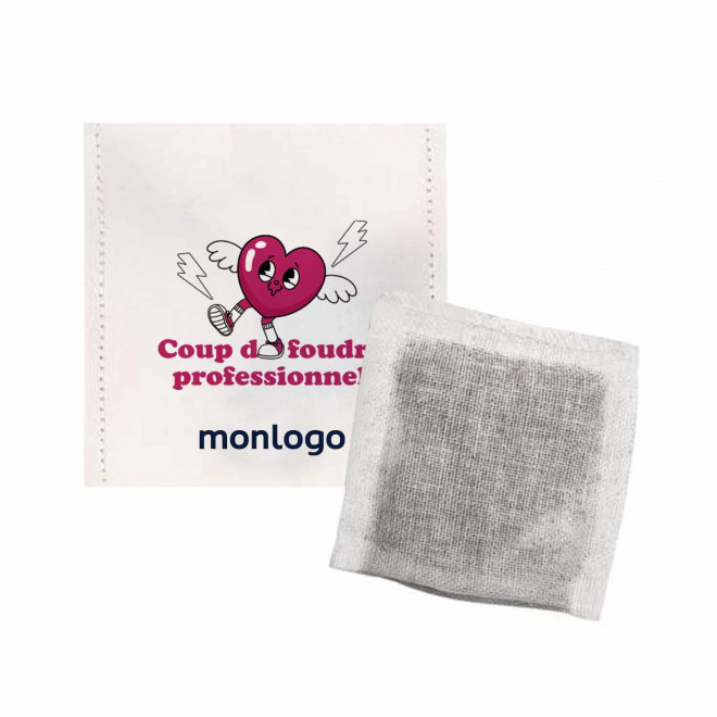 SACHET DE THE PERSONNALISABLE BLANC 'YUNN HAPPY WORK'