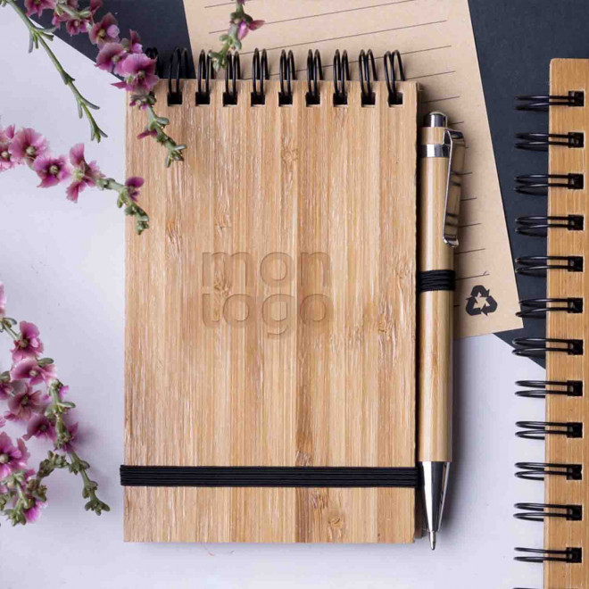 BLOC NOTES BAMBOU AVEC STYLO PERSONNALISABLE 'WHIM BLOC'