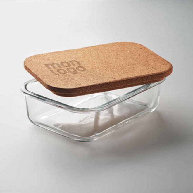 LUNCH BOX  PERSONNALISABLE EN VERRE ET LIEGE 830 ML 'JESCO'