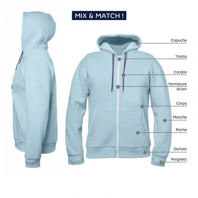 SWEAT SHIRT SUR MESURE ZIPPE MIXTE 'STONE CUSTOM'