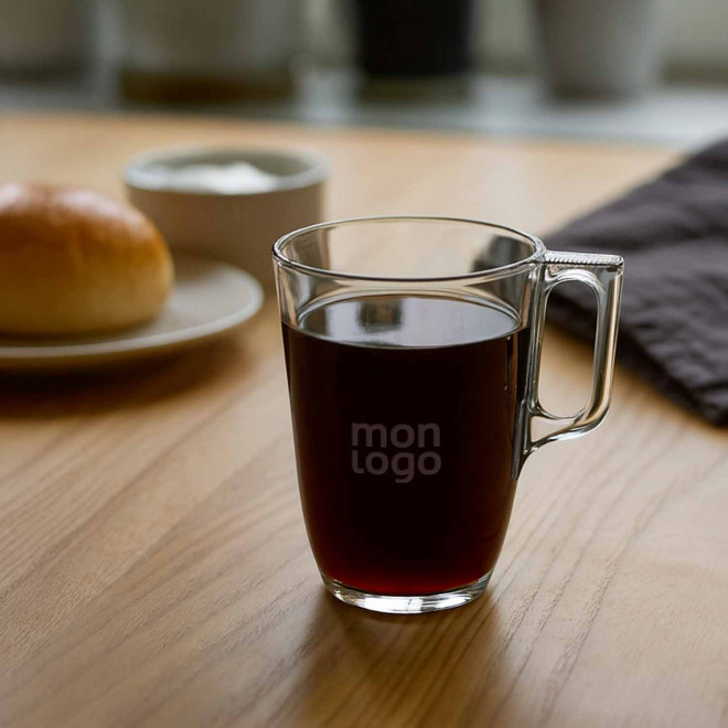 MUG EN VERRE FRANCAIS 400ML PERSONNALISE 'NUEVO'
