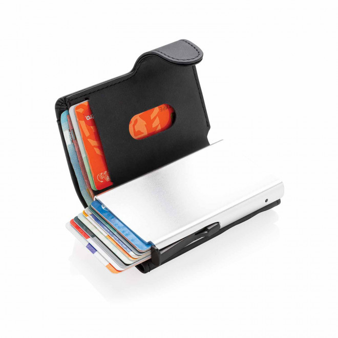 PORTE CARTES ANTI RFID ALU ET PU PERSONNALISABLE 'SEEKO'