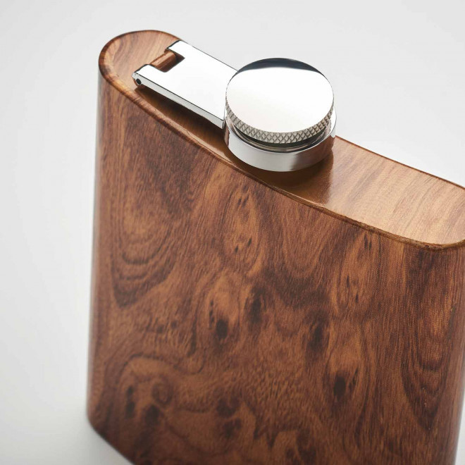 FLASQUE ASPECT BOIS 190ML PERSONNALISEE 'GUDY DARKWOOD'