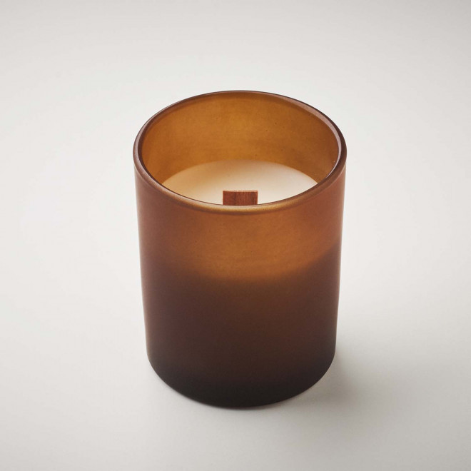 BOUGIE PERSONNALISABLE PARFUMEE MECHE BOIS 'BANILBO S'