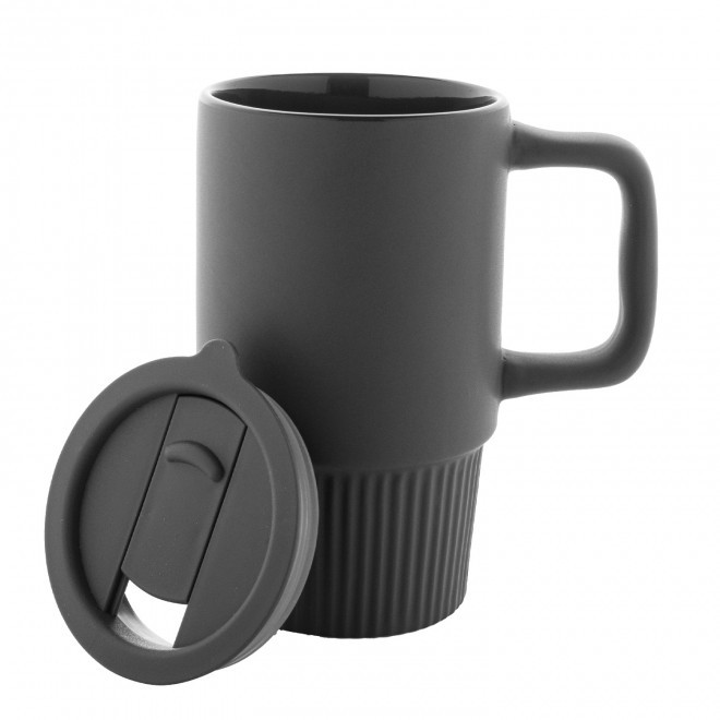 MUG CERAMIQUE AVEC COUVERCLE 420ML PERSONNALISABLE 'VIAA' 