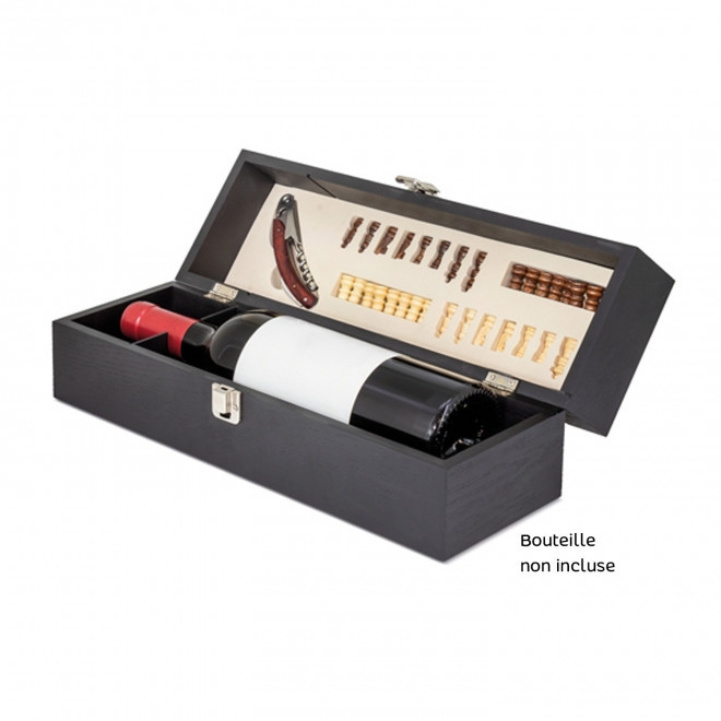 COFFRET A VIN AVEC JEUX ECHECS PERSONNALISABLE 'PION'