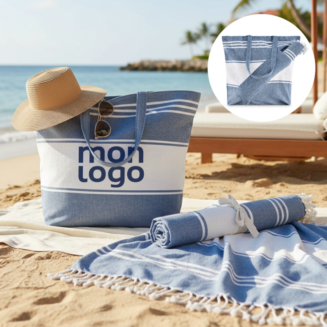 SET DE PLAGE FOUTA SAC PERSONNALISABLE 'CAREO PLAGE'