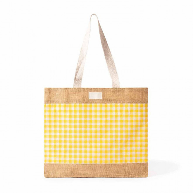 CABAS EN COTON ET JUTE RAYEE PERSONNALISE 'RAYOZA'