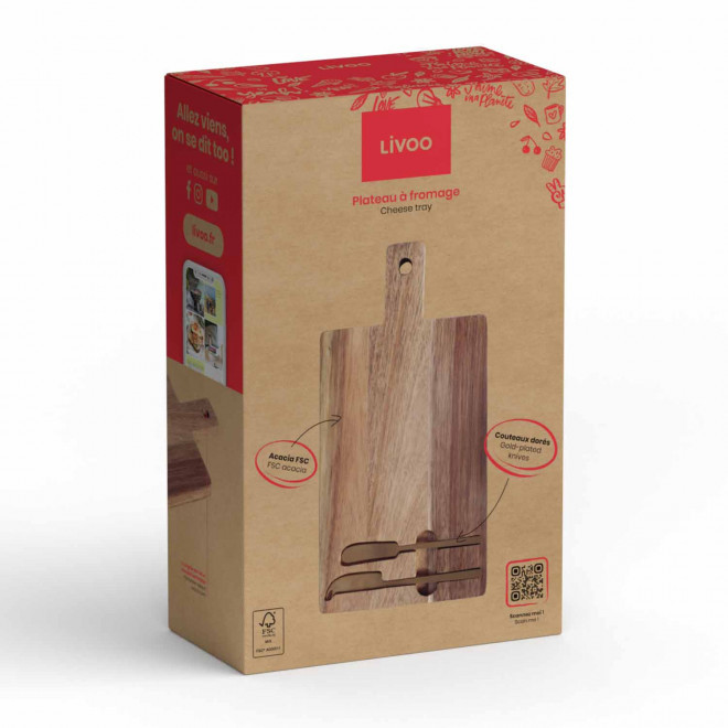 PLATEAU A FROMAGE PERSONNALISABLE EN ACACIA 'FROMCIA'